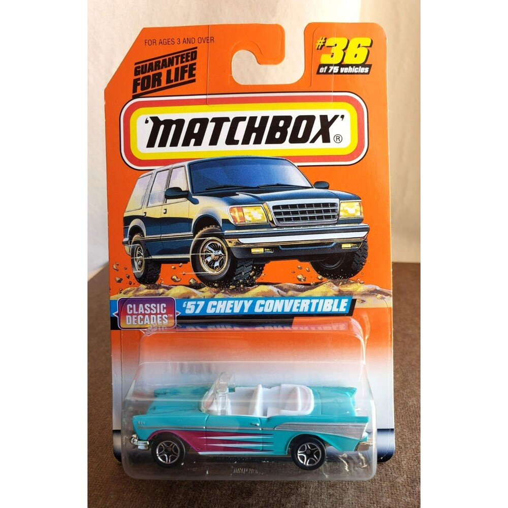 1997 MATCHBOX  '57 CHEVY CONVERTIBLE Turquoise Classic Decades Series 5 1:64 5SP